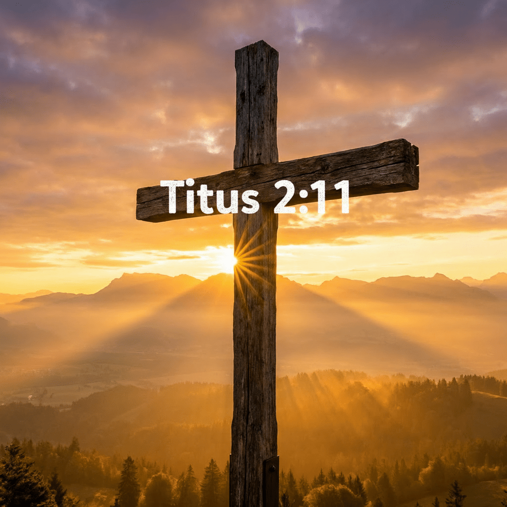 Large wooden cross on a hilltop at sunrise with sunbeams shining behind it.