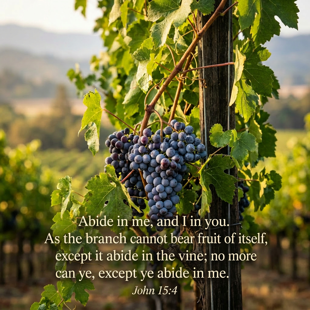 Cluster of ripe purple grapes hanging on grapevine with green leaves